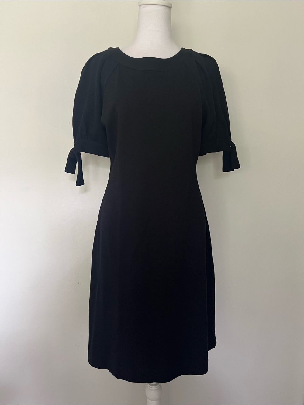 Calvin Klein Black Dress with Tie Sleeve Accents